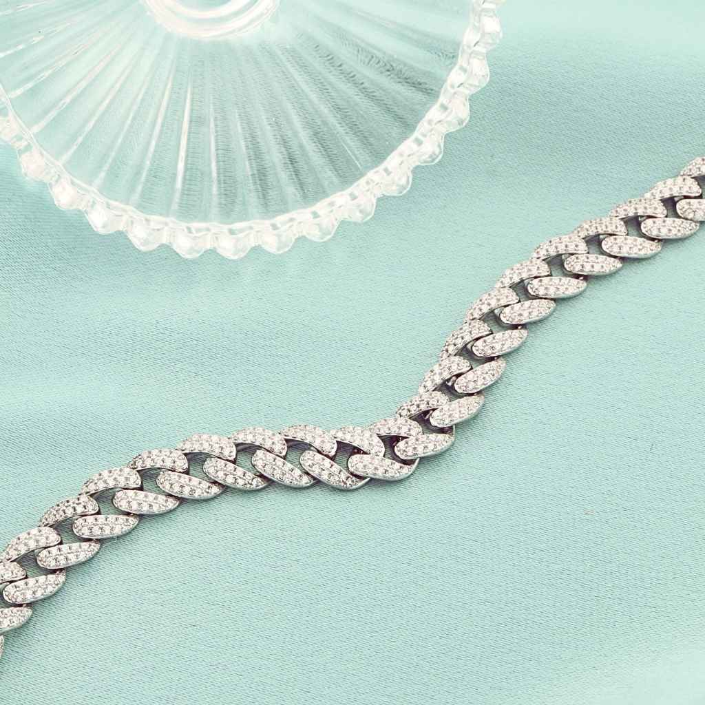 Bratara Argint Cuban Link cu Pietre Zirconia