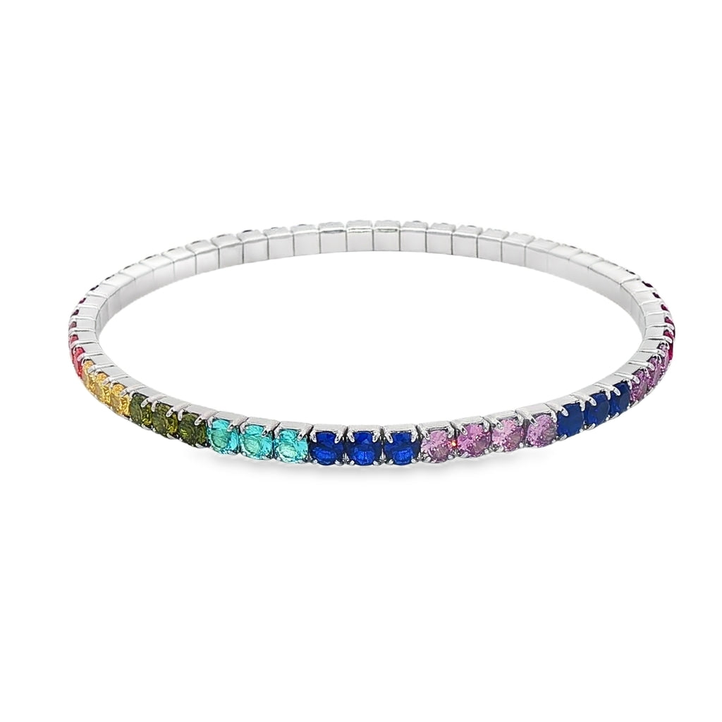 Bratara Argint Elastica cu Pietre Multicolore 3mm