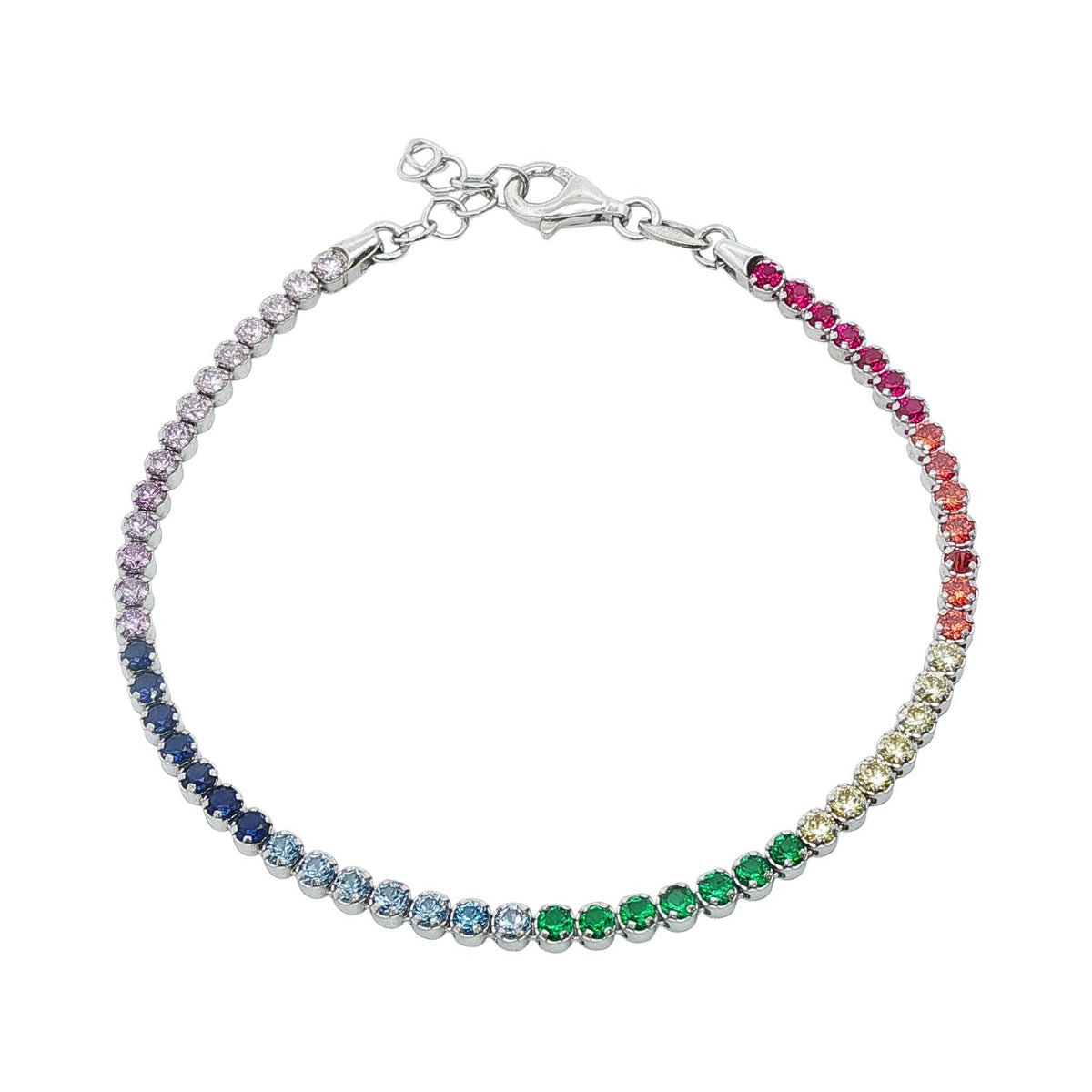 Bratara Argint Tennis cu Pietre Multicolore