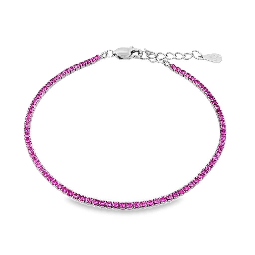 Bratara Argint Tennis cu Pietre Roz 1 mm