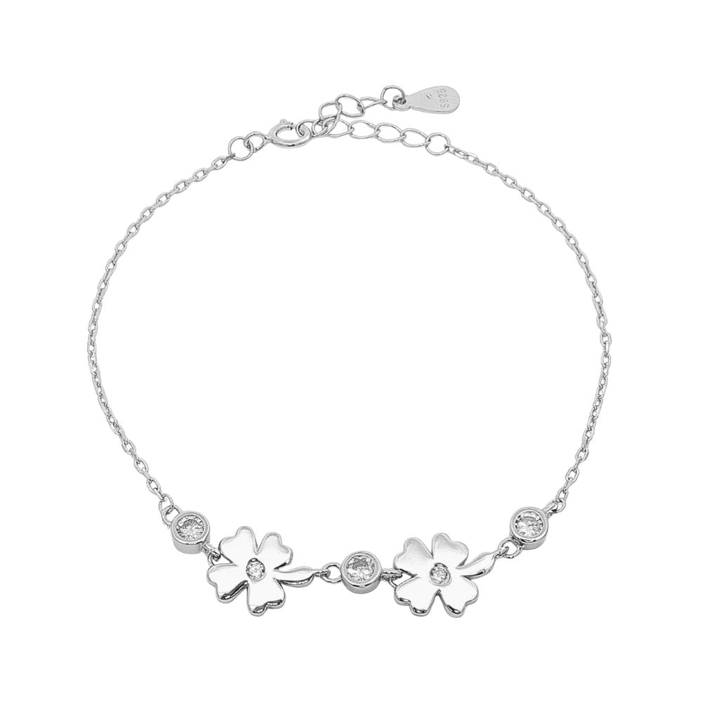 Bratara Argint Trifoi cu Pietre Zirconia