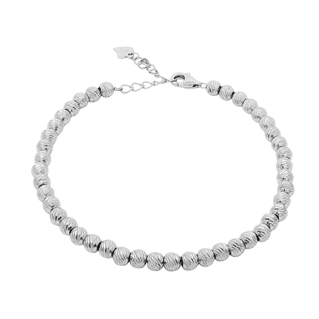 Bratara Argint cu Bile Striate 3mm Diamond Cut