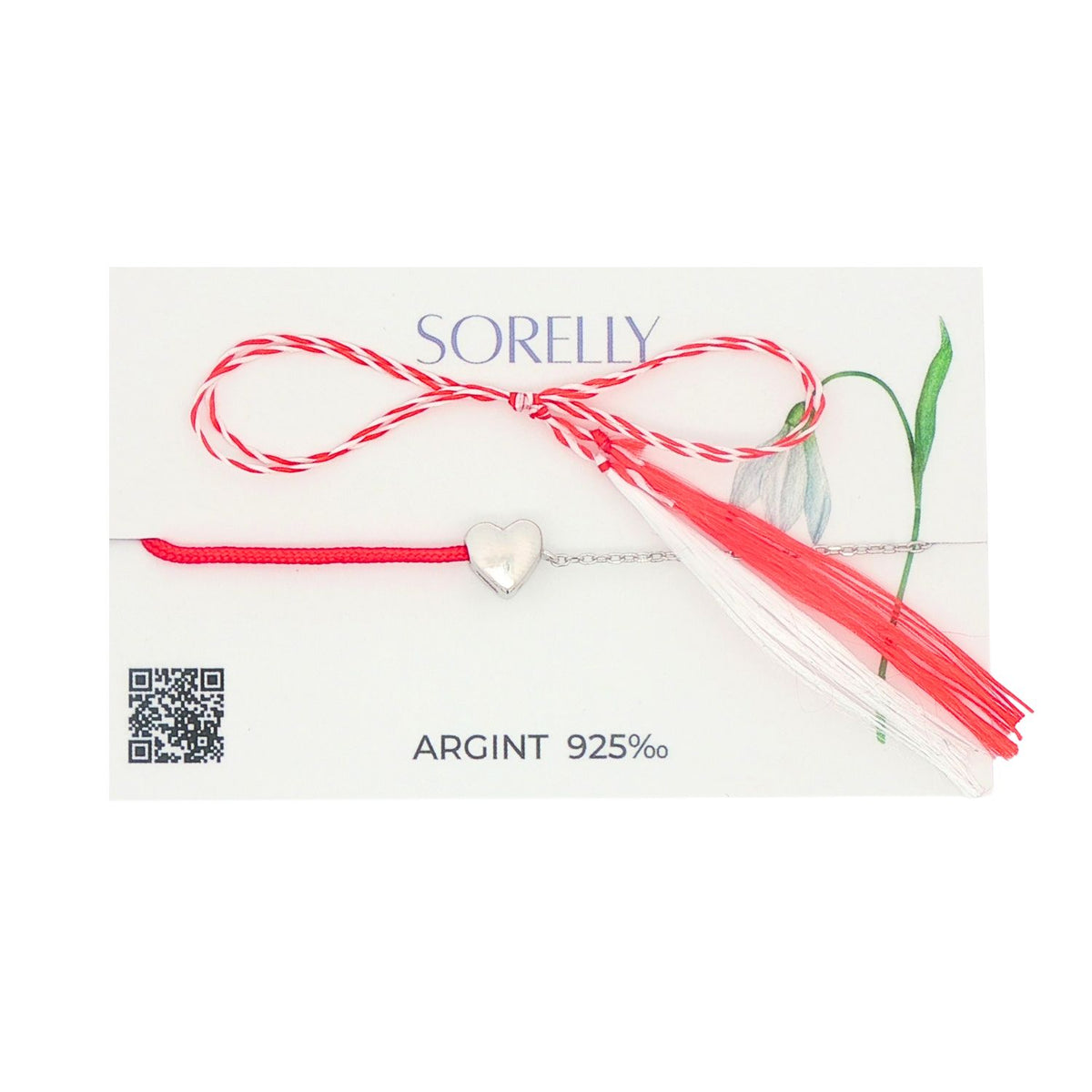 Martisor Bratara Argint si Snur Rosu Inima