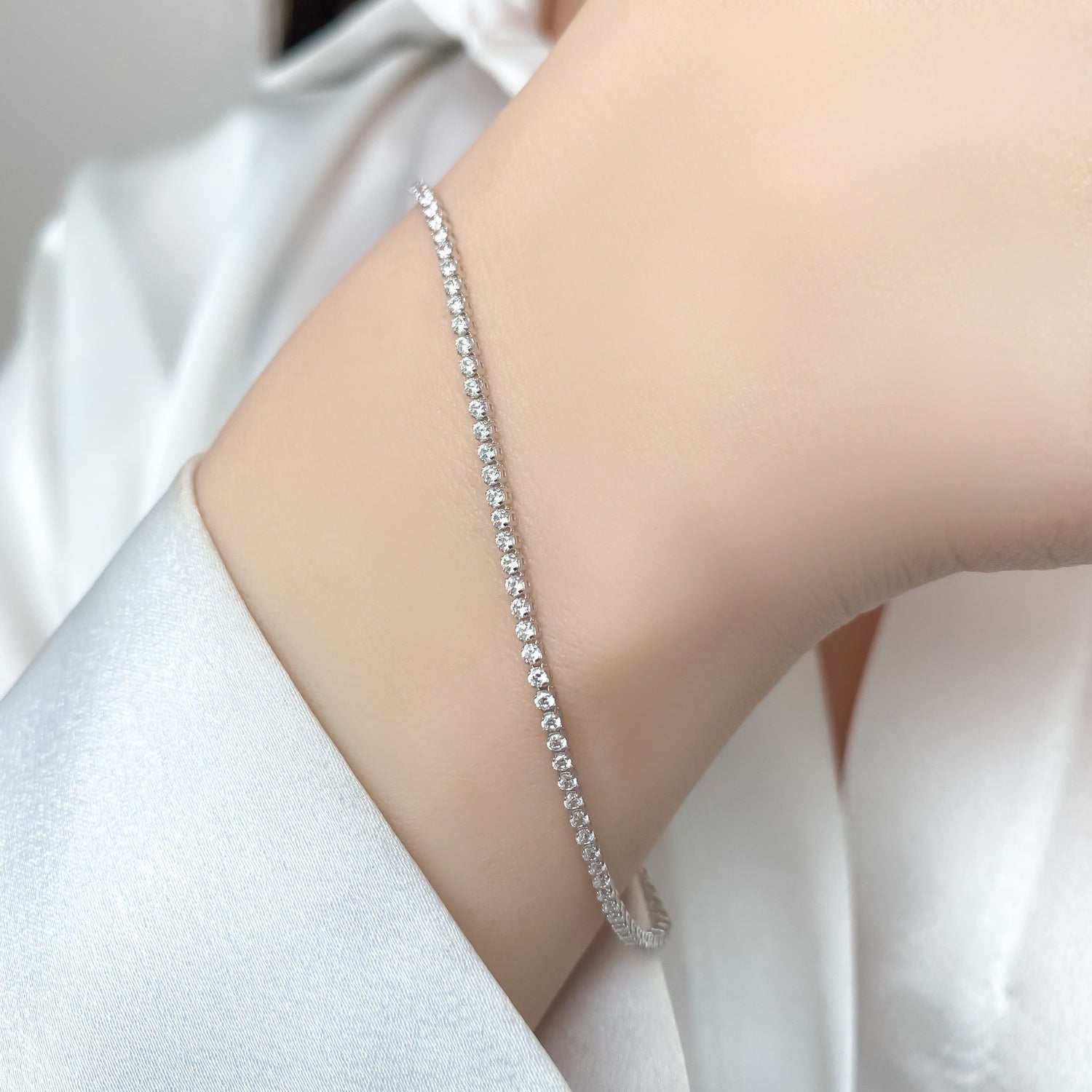 Bratara Aur 14k Alb Tennis 1 mm - SORELLY