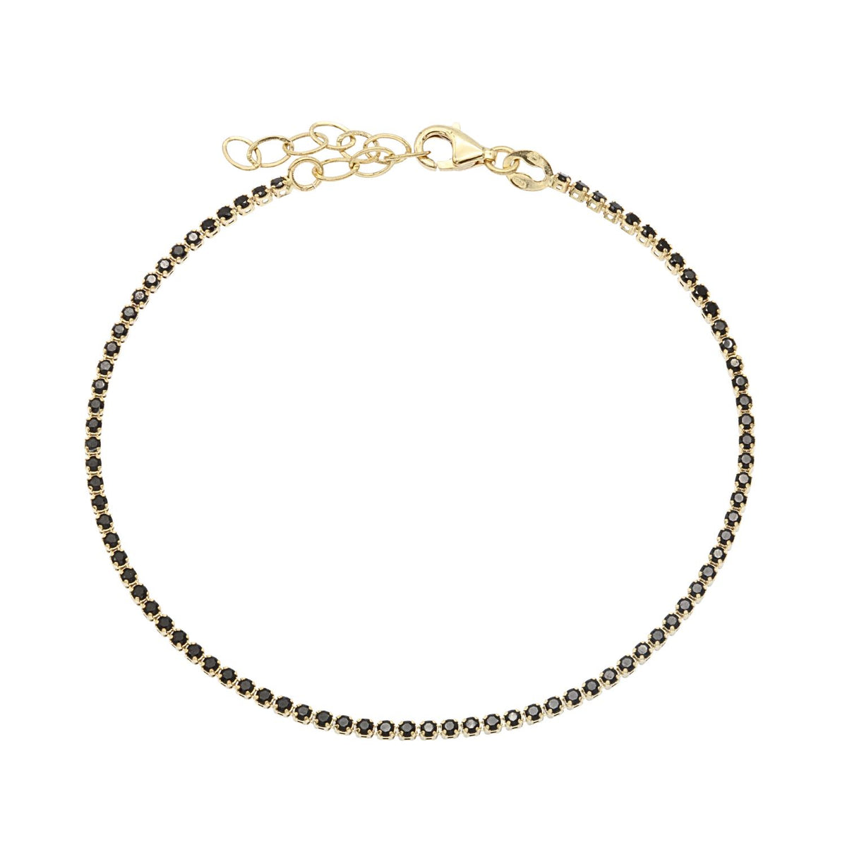 Bratara Aur 14k Tennis cu Pietre Negre