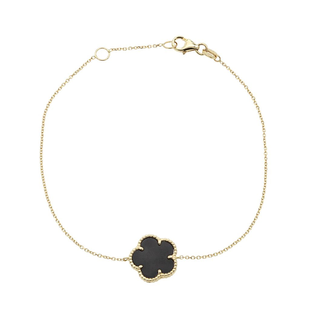 Bratara Aur 14k Floare cu Onix