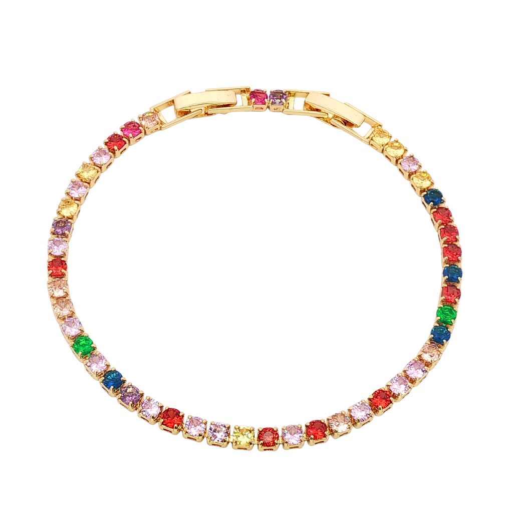 Bratara Tennis Placata cu Aur 14k Multicolora 3mm