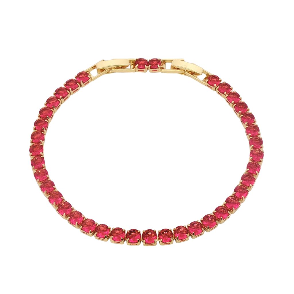 Bratara Tennis Placata cu Aur 14k Pietre Rosii 4mm