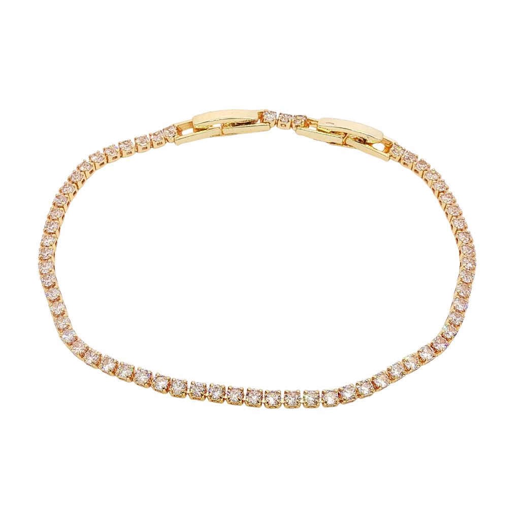Bratara Tennis 2mm Placata cu Aur 14k