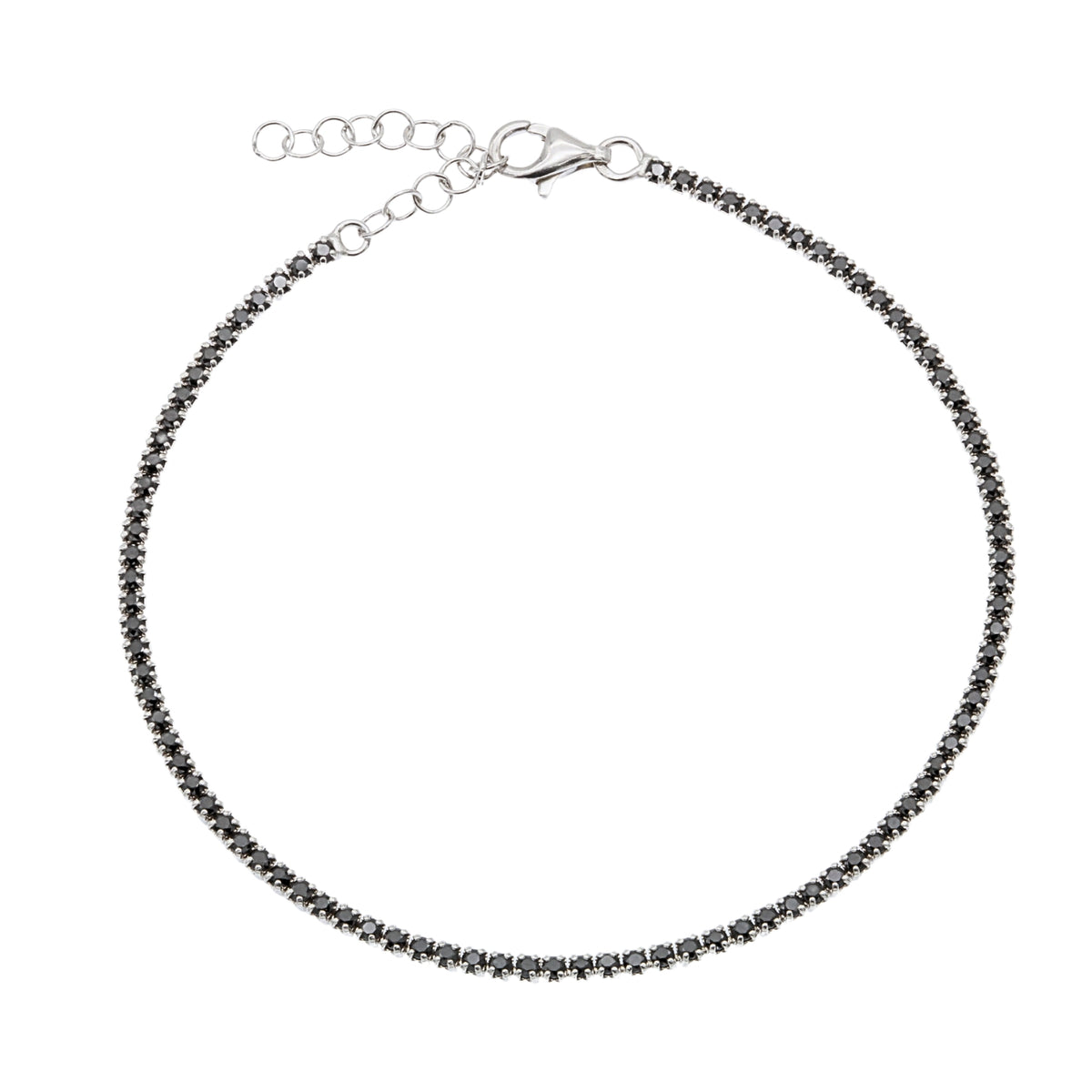 Bratara Tennis Argint cu Pietre Negre 1.5mm