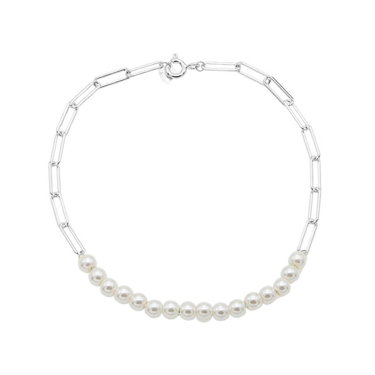 Bratara Argint Half Chain Pearls