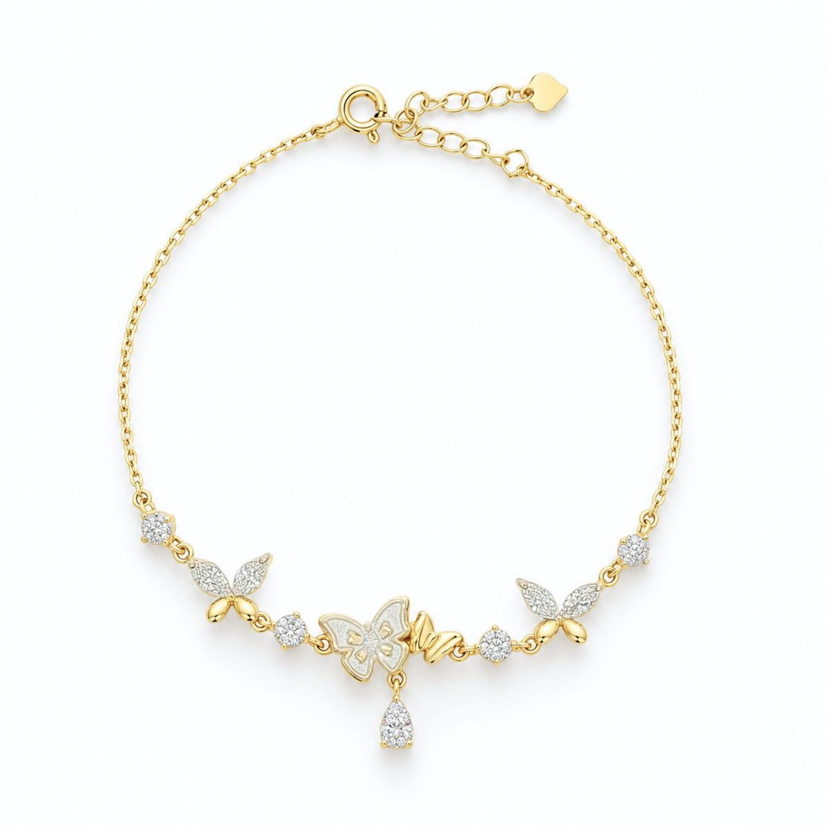 Bratara Argint Placata cu Aur 14k Butterfly Drop