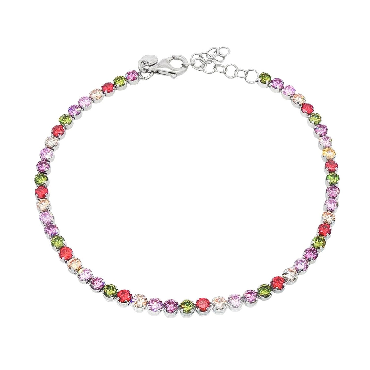 Bratara Argint Tennis cu Pietre Multicolore