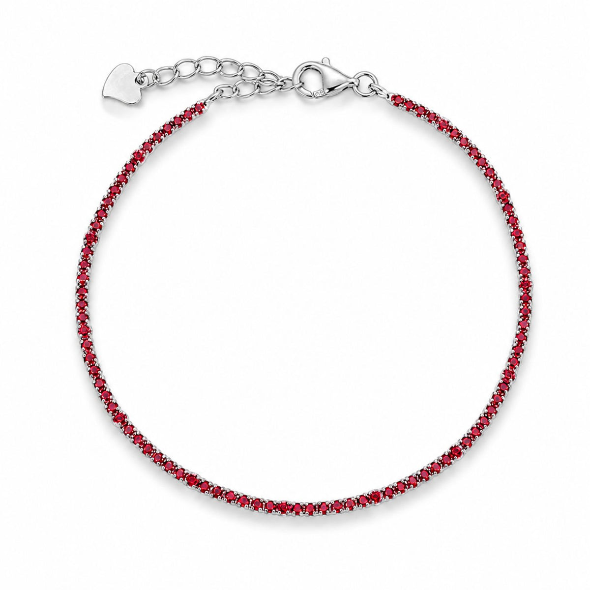 Bratara Argint Tennis cu Pietre Rosii