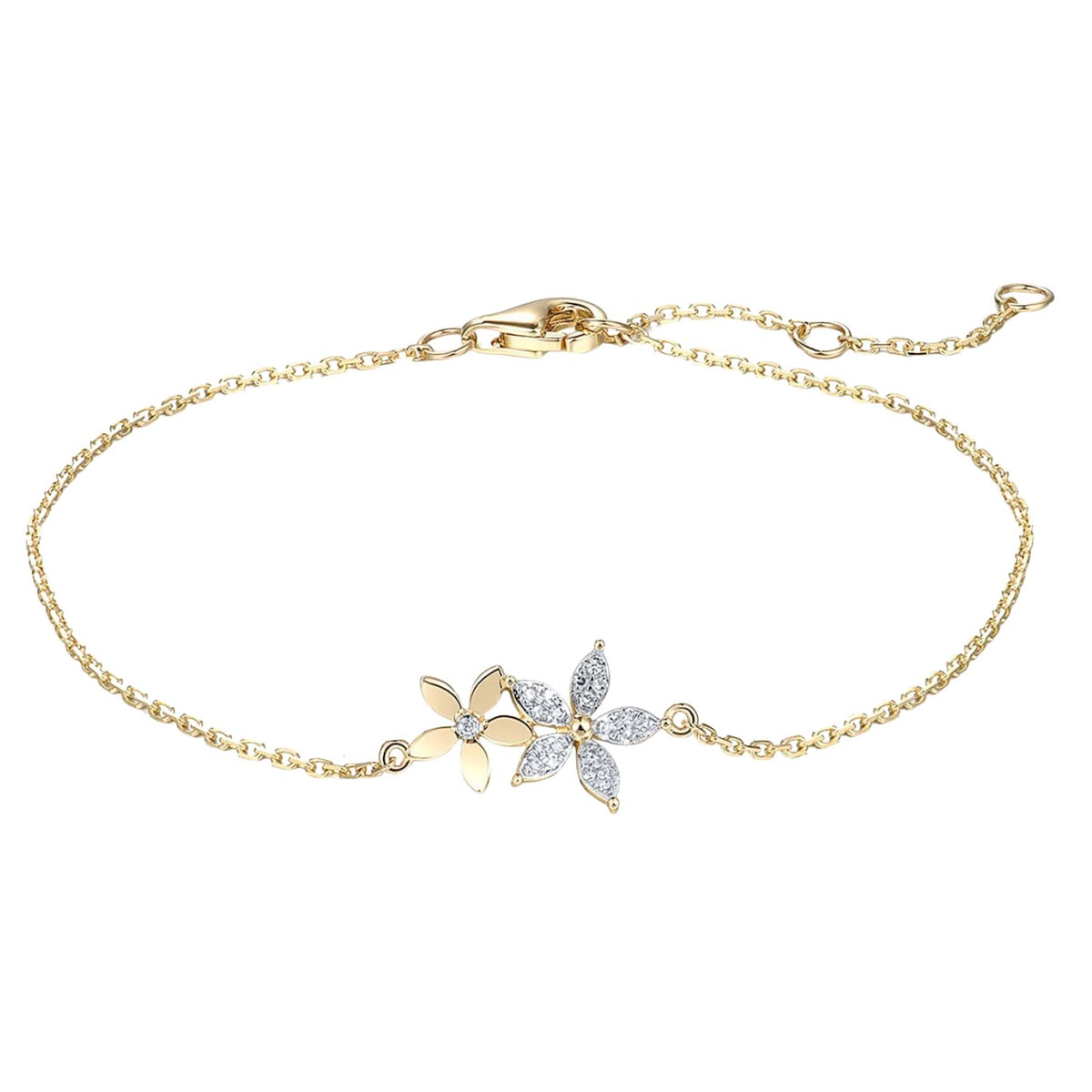 Bratara Aur 14k Flori cu Diamante 0.05ct
