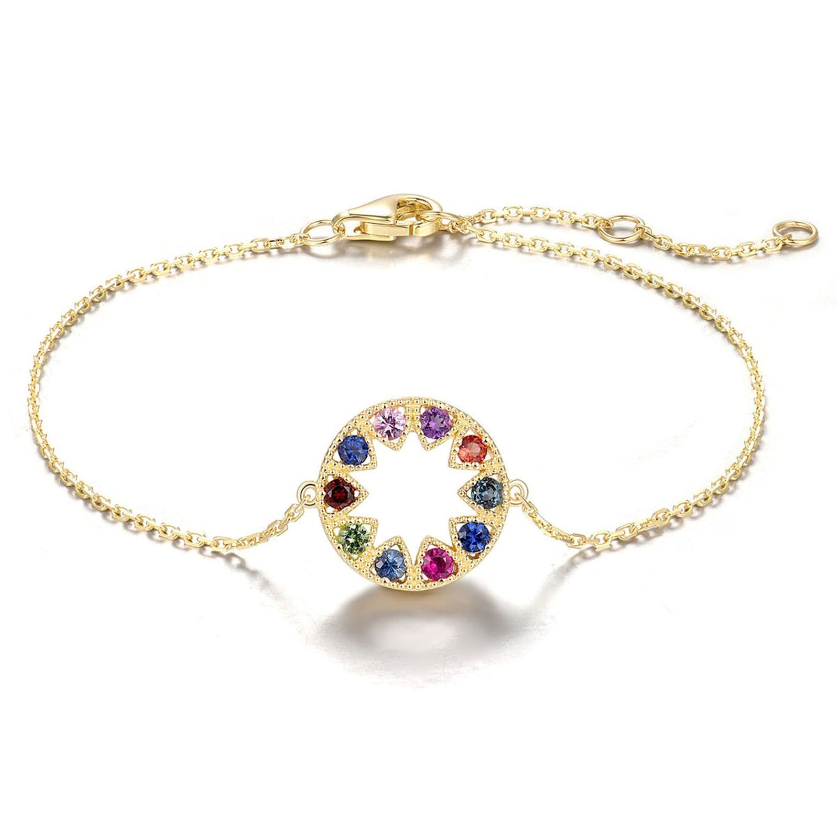 Bratara Aur 14k Circle cu Ametist, Safir, Topaz si Rubin
