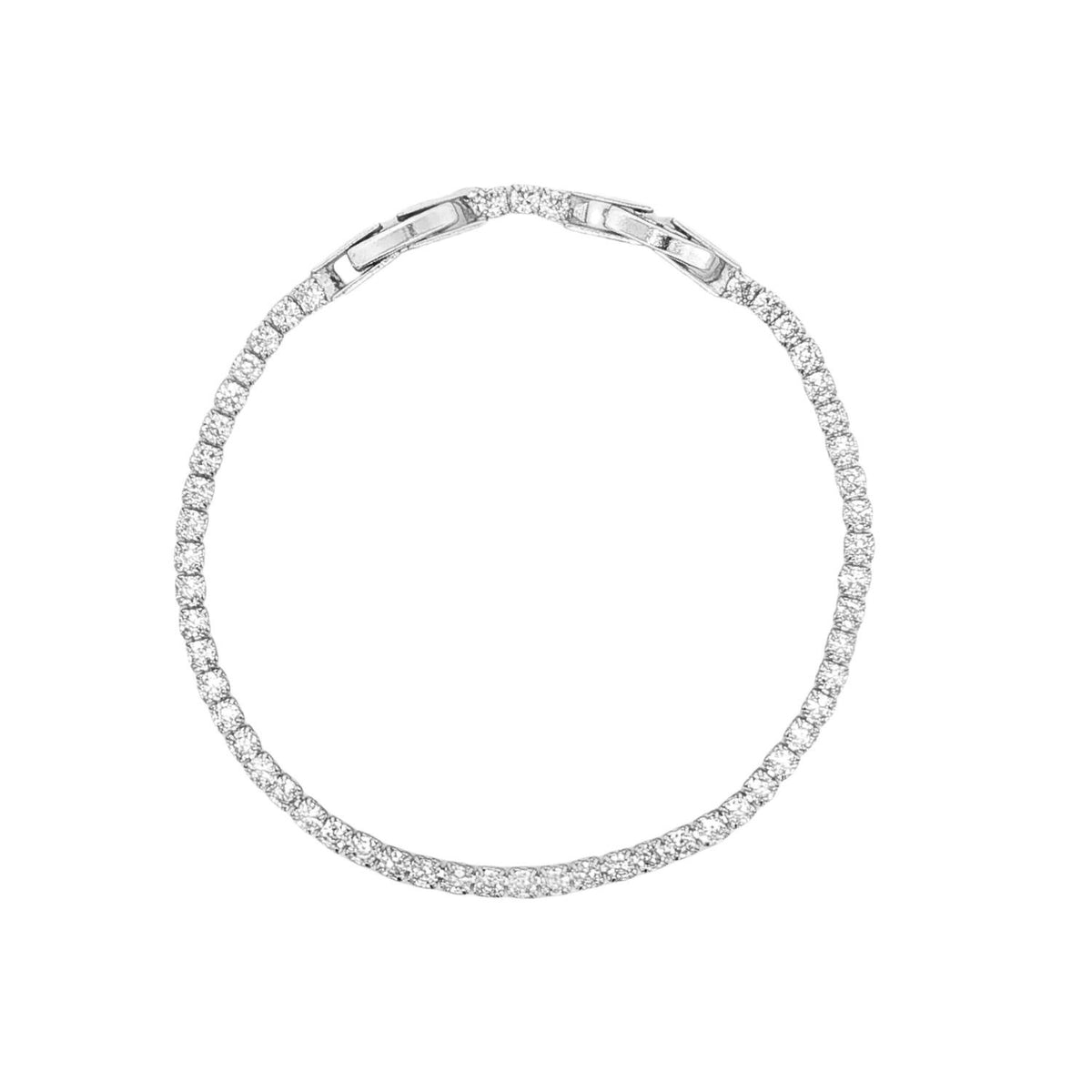 Bratara Luxe Tennis 2 mm Silver cu Pietre Albe