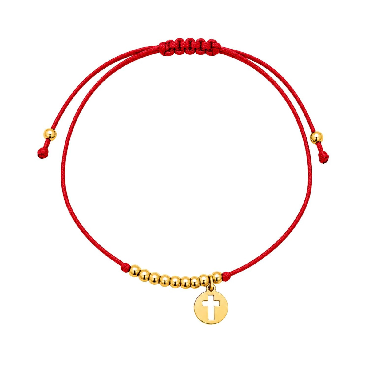 Bratara Placata cu Aur 14k Snur Rosu Banut Cruce