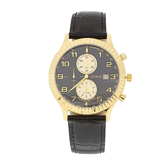 Ceas Aur 14k Geneve Curea Neagra - SORELLY