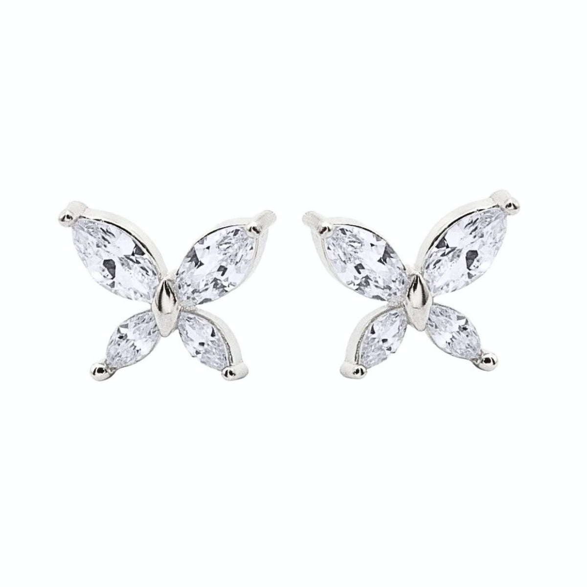 Cercei Argint Fluture cu Pietre Zirconia