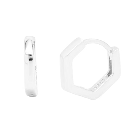 Cercei Argint Hexagonal Hoops