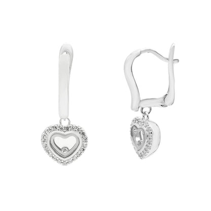 Cercei Argint Heart cu Pietre Zirconia