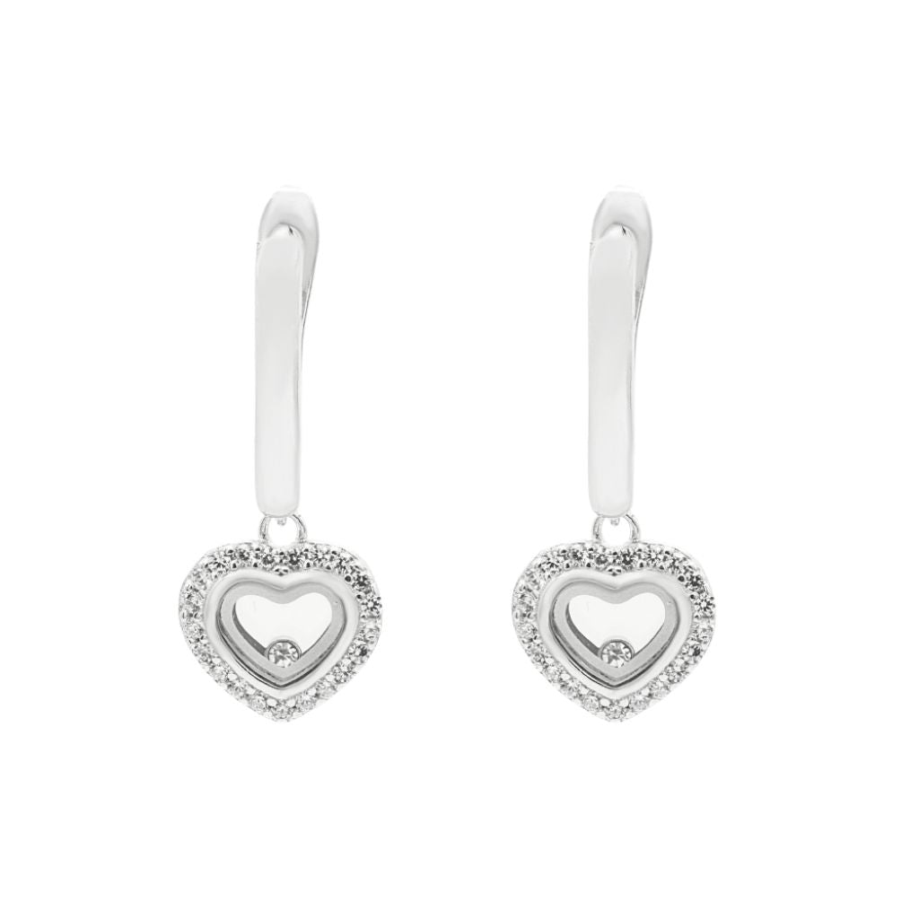 Cercei Argint Heart cu Pietre Zirconia