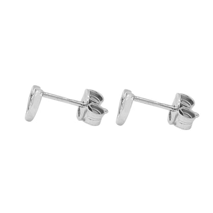 Cercei Aur 14k Alb Inima cu Diamant 0.01 ct