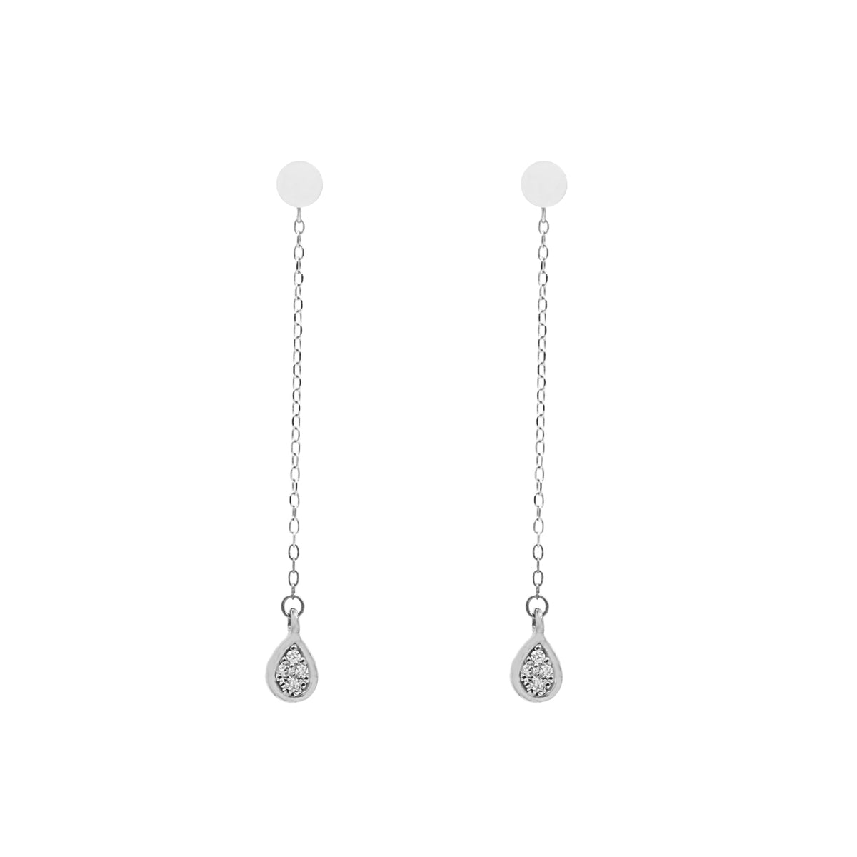 Cercei Aur 14k Alb Fir cu Diamante 0.026 ct