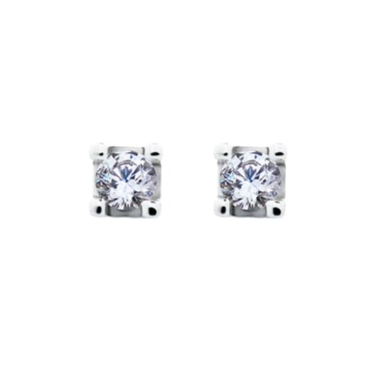 Cercei Aur 14k Alb cu Diamant 0.060ct