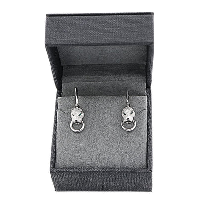 Cercei Aur 14k Alb cu Diamante 0.313 ct si Smaralde