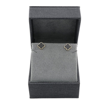 Cercei Aur 14k Floare cu Onix - SORELLY