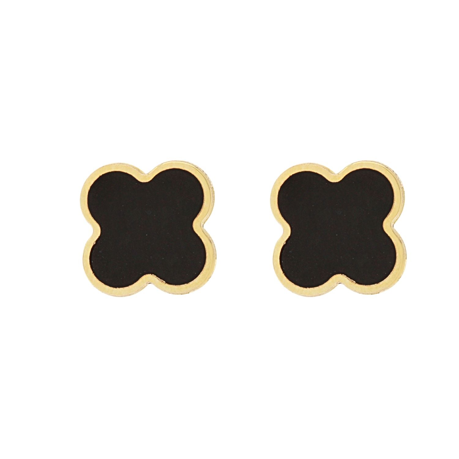 Cercei Aur 14k Floare cu Onix - SORELLY