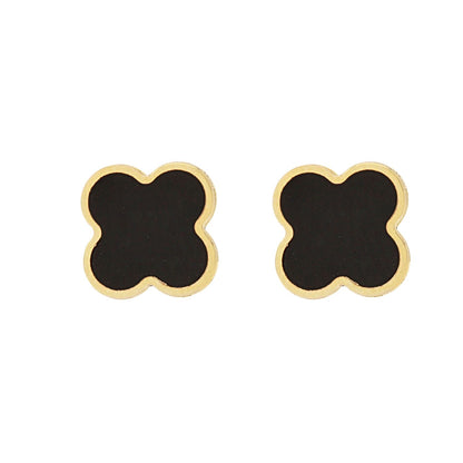 Cercei Aur 14k Floare cu Onix - SORELLY