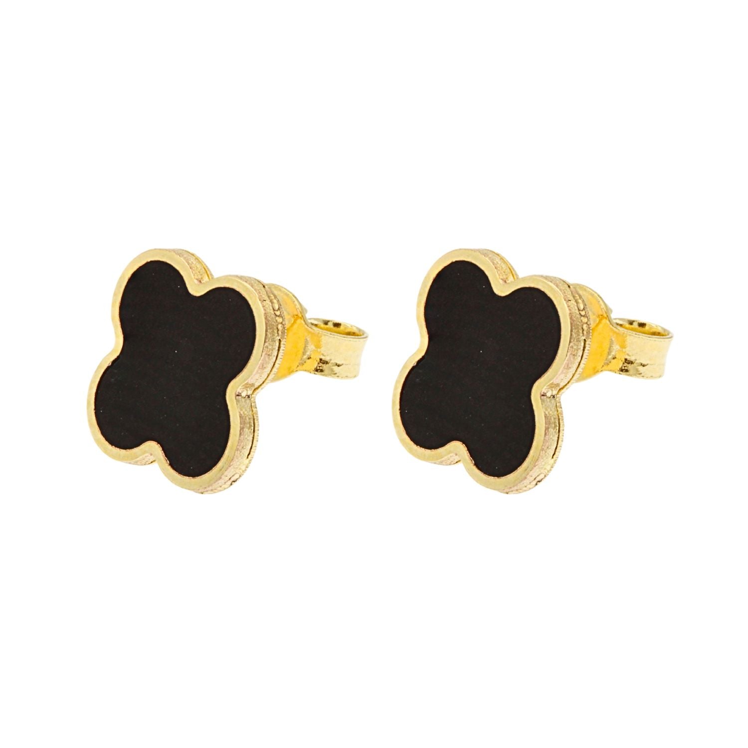 Cercei Aur 14k Floare cu Onix - SORELLY