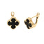 Cercei Aur 14k Floare cu Onix - SORELLY