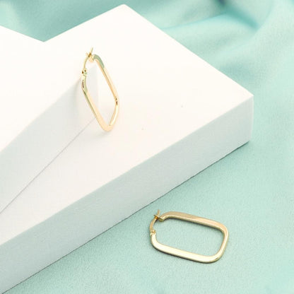 Cercei Aur 14k Huggie Hoops Rectangle