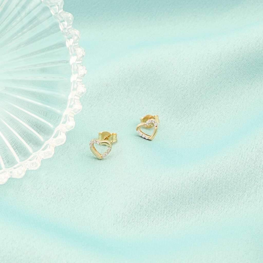 Cercei Aur 14k Inima cu Pietre Zirconia