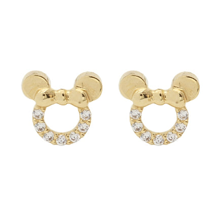 Cercei Aur 14k Minnie Mouse cu Pietre Zirconia