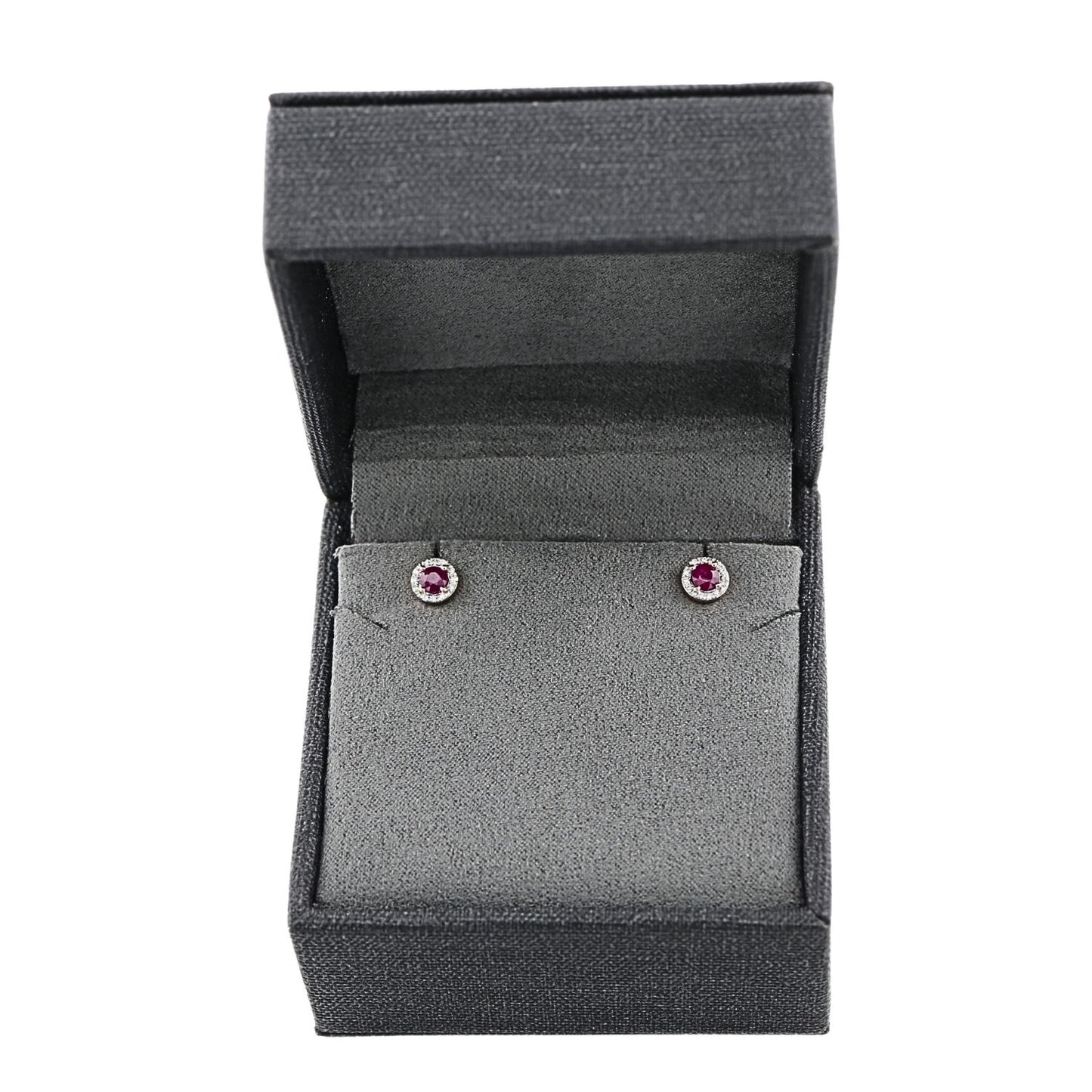 Cercei Aur 14k Roz Halo cu Diamante 0.047ct si Rubin 0.578ct