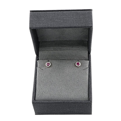 Cercei Aur 14k Roz Halo cu Diamante 0.047ct si Rubin 0.578ct