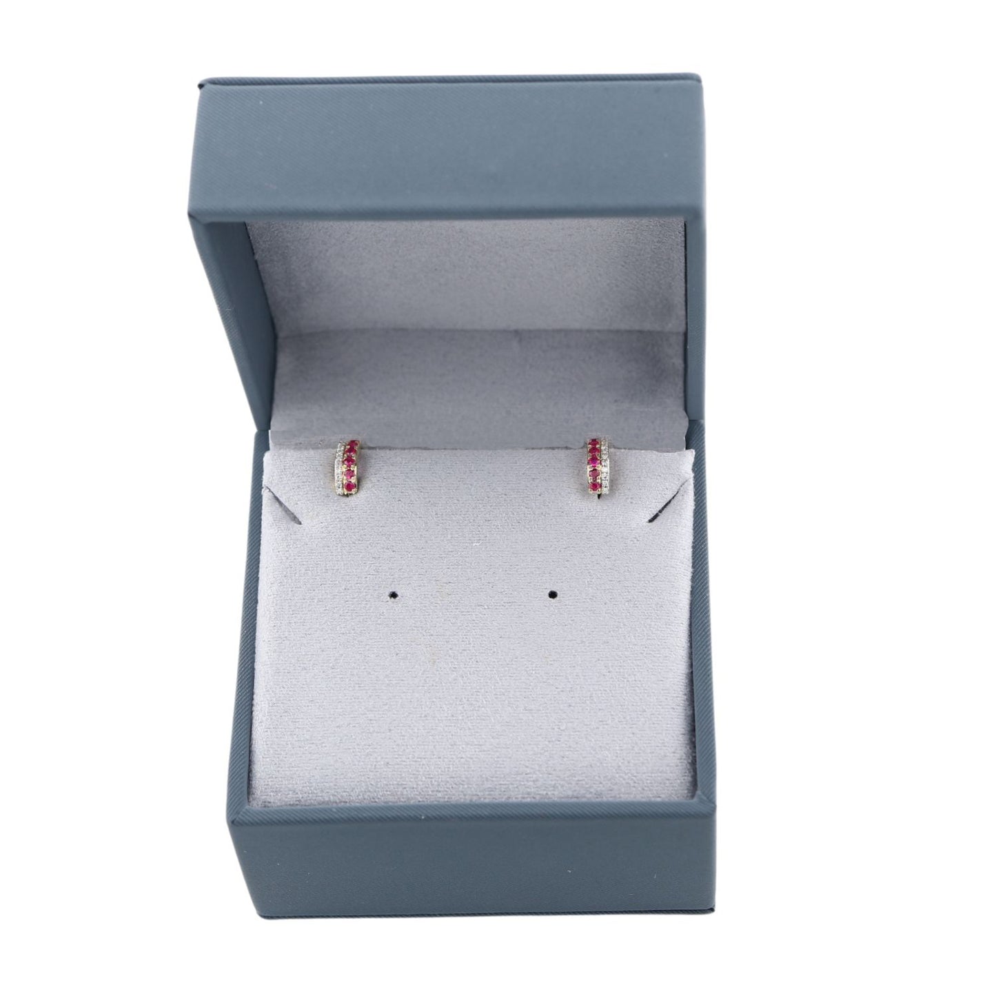 Cercei Aur 14k Veriga cu Diamante 0.071 ct si Rubin 0.300 ct