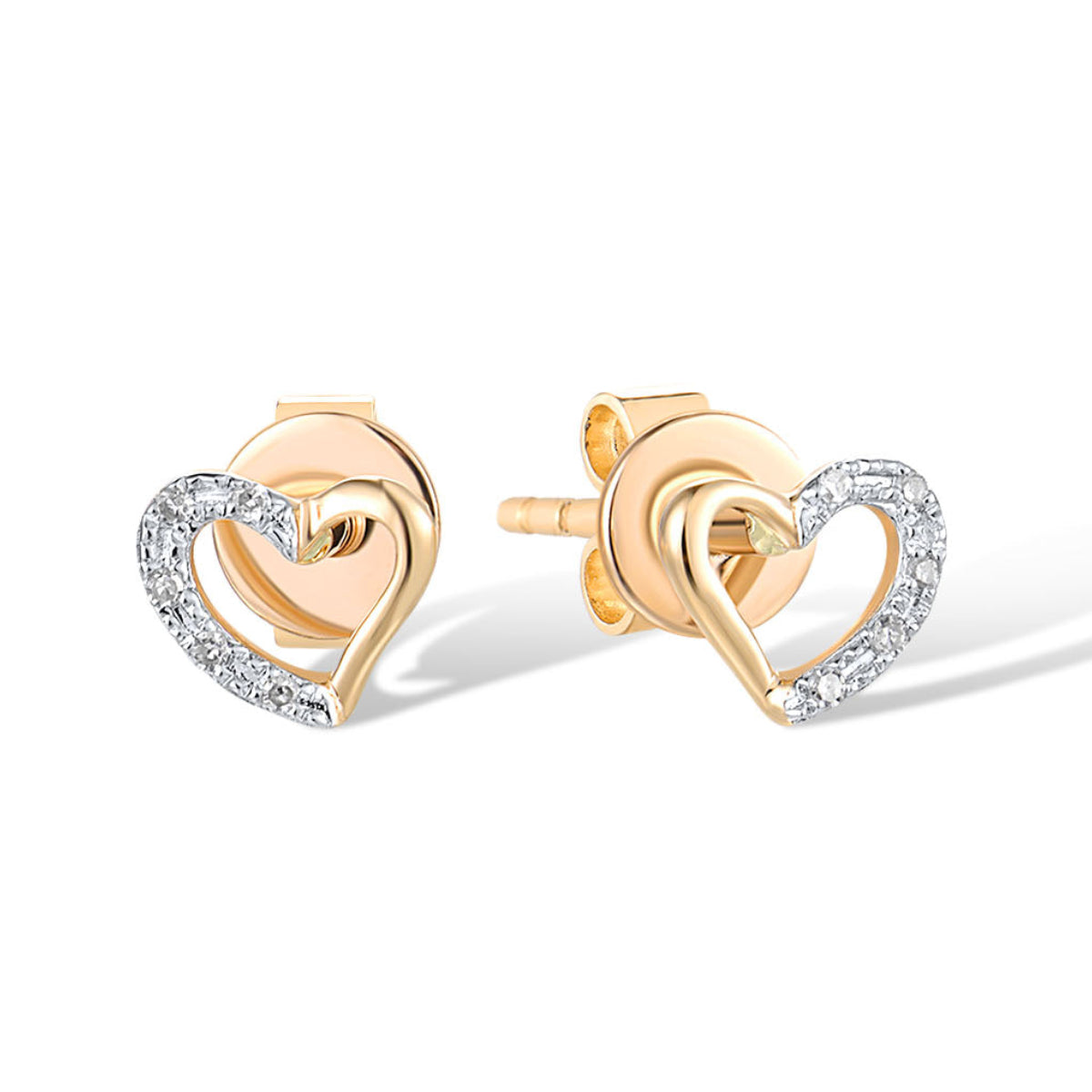 Cercei Aur 14k Inima cu Diamante 0.023ct