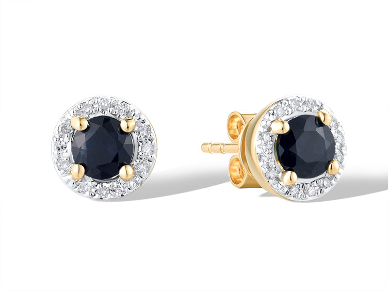 Cercei Aur 14k cu Diamante 0.047ct si Safire 0.589ct