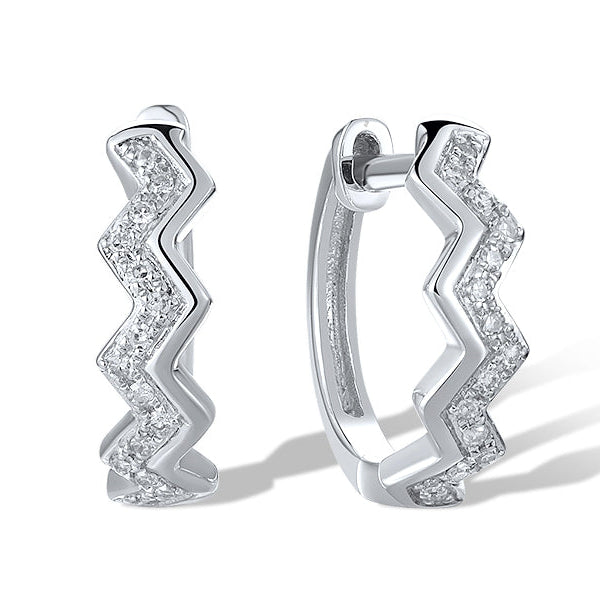 Cercei Aur Alb 14k cu Diamante 0.058ct Veriga