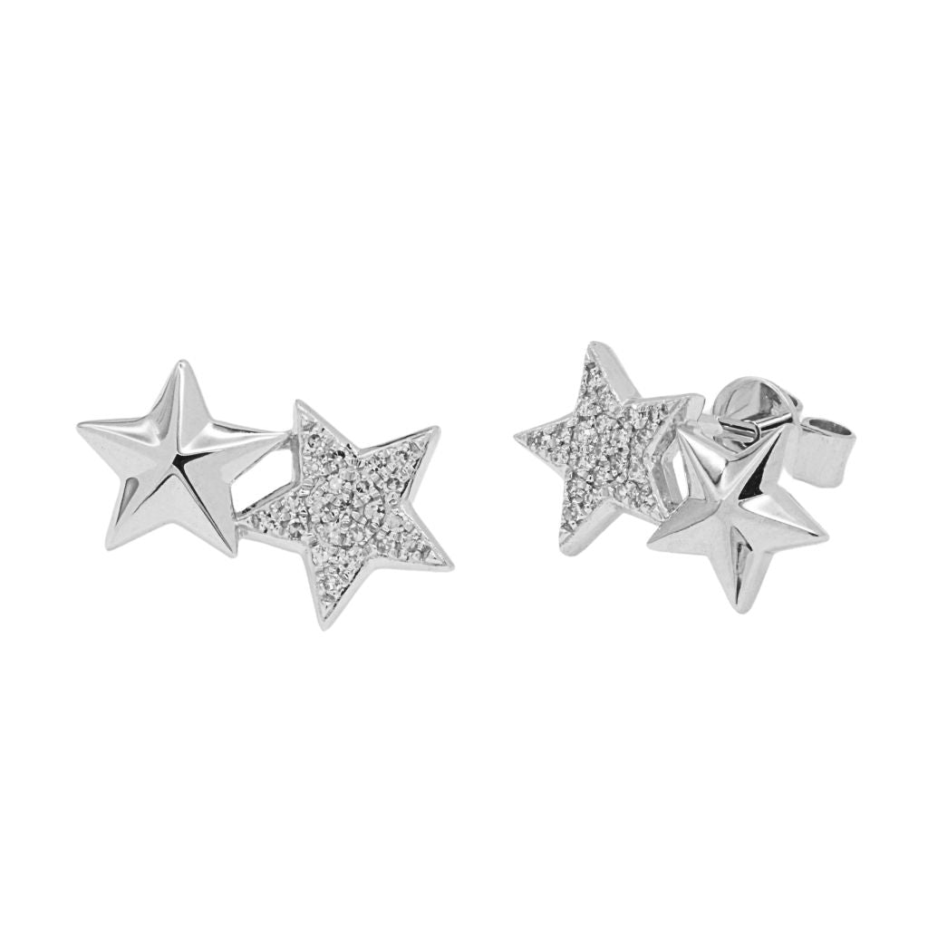 Cercei Aur 14k Alb cu Diamante 0.090 ct Stelute