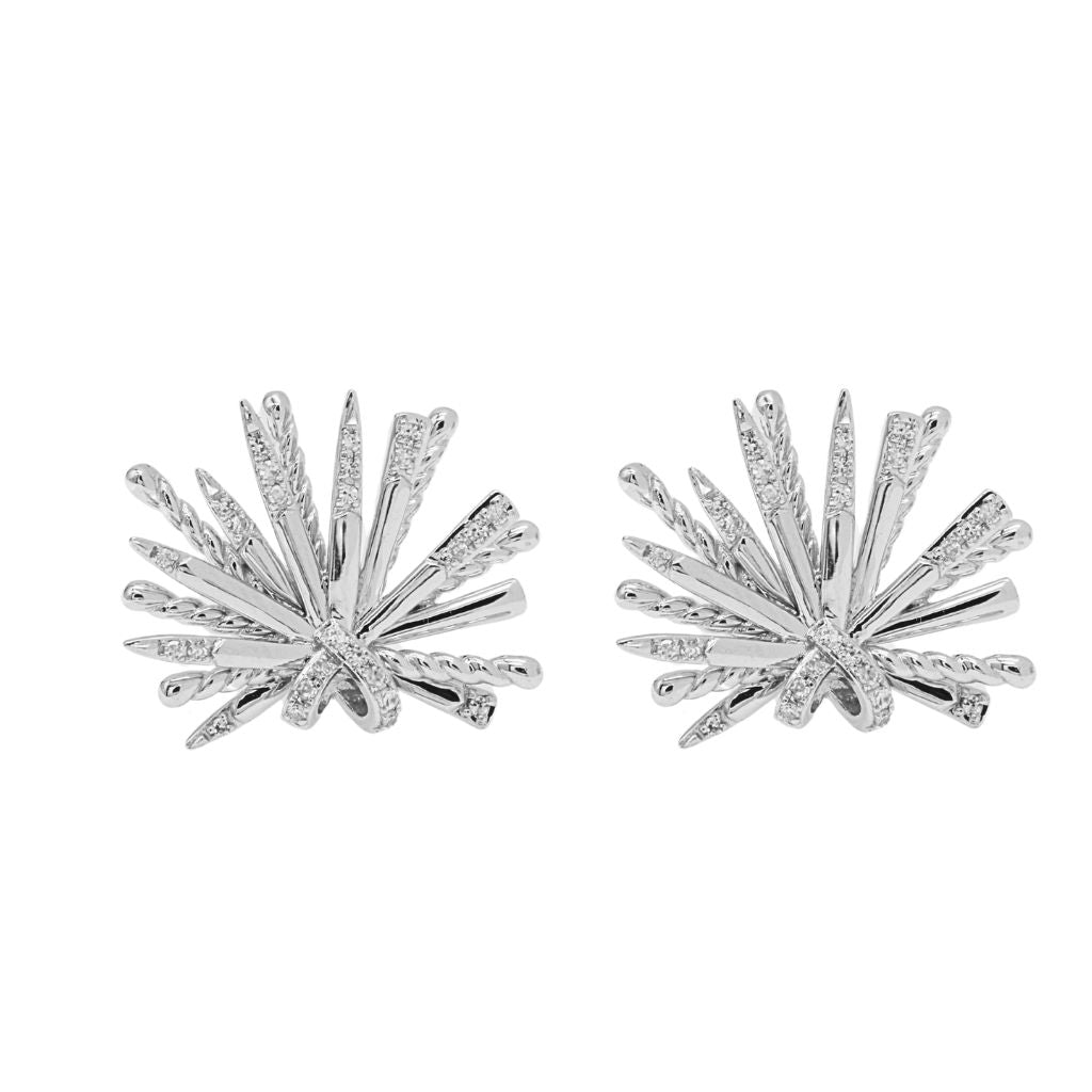 Cercei Aur 14k Alb cu Diamante 0.125ct
