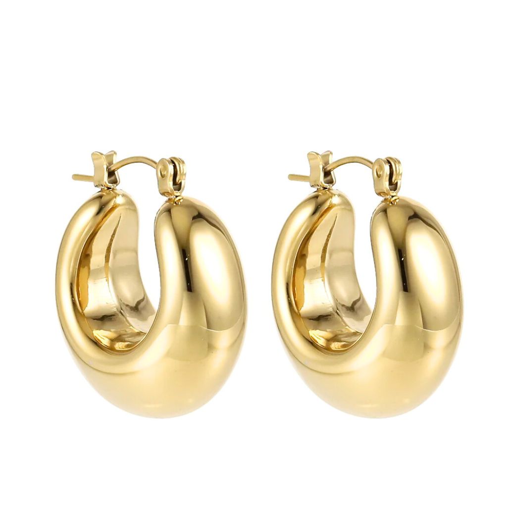 Cercei Placati cu Aur 14k Big Chunky Hoops