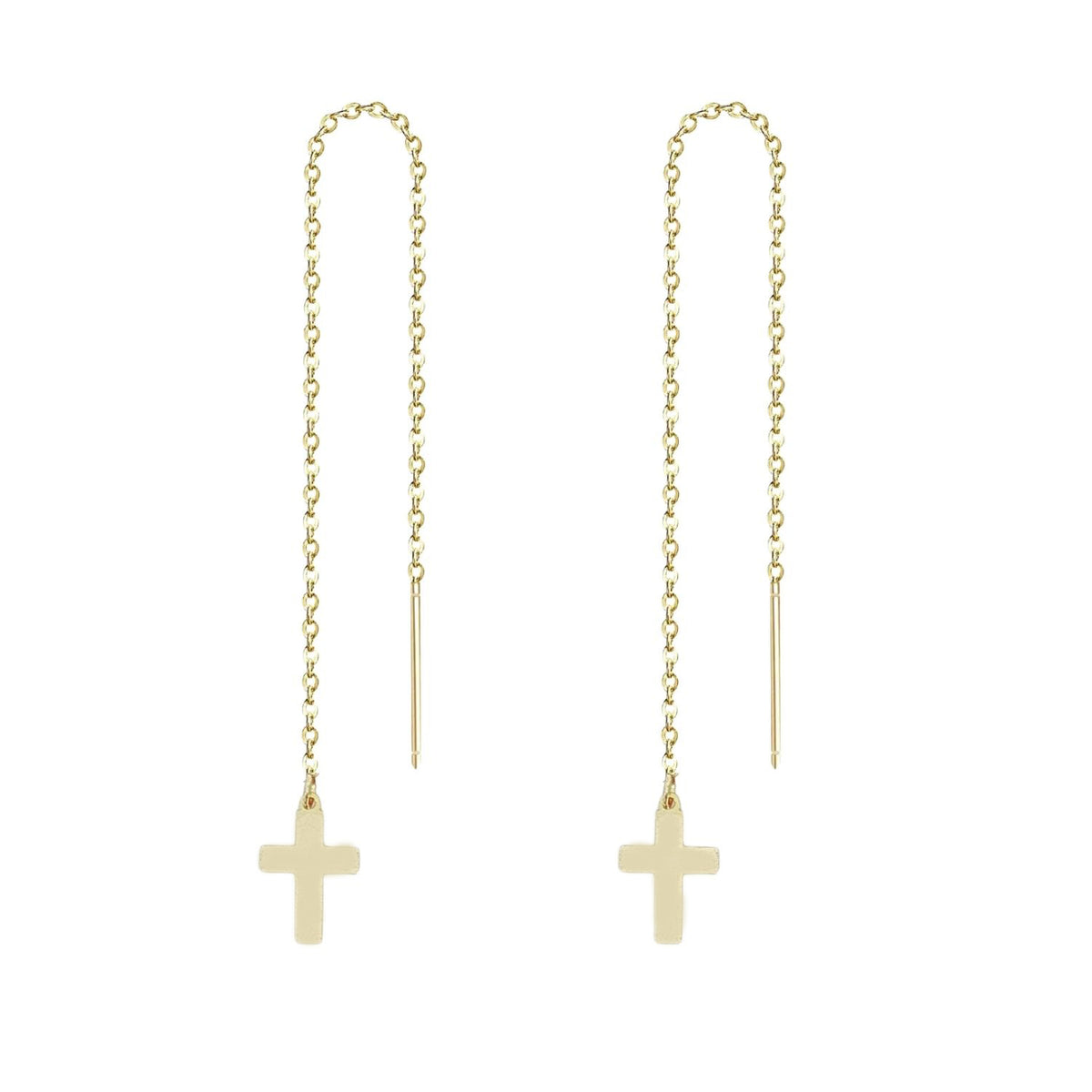 Cercei Placati cu Aur 14k Fir Cruce