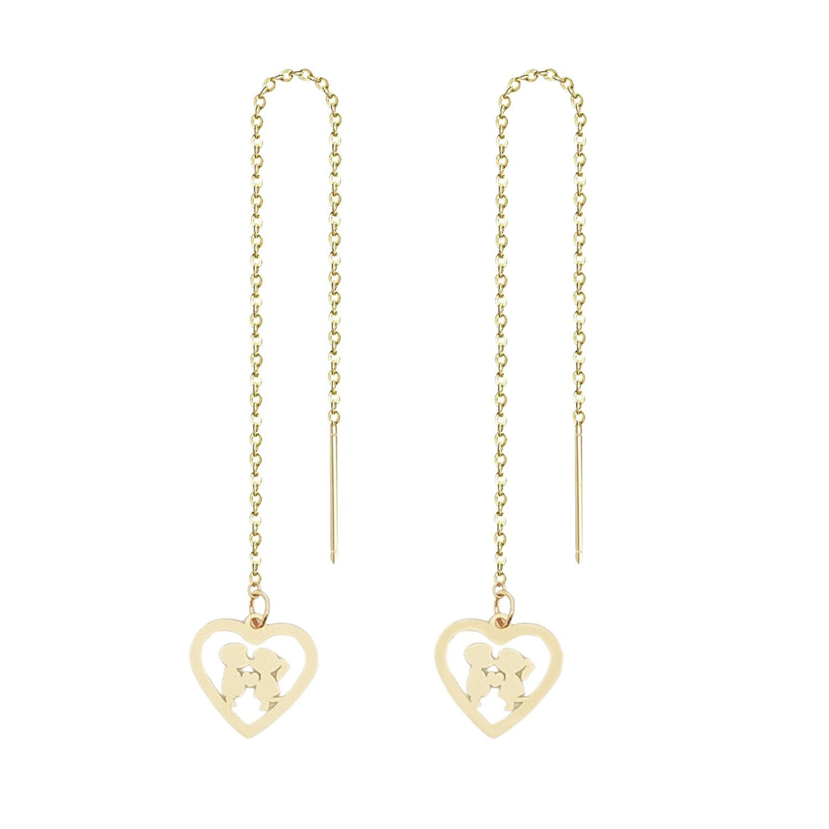 Cercei Placati cu Aur 14k Fir Couple Heart